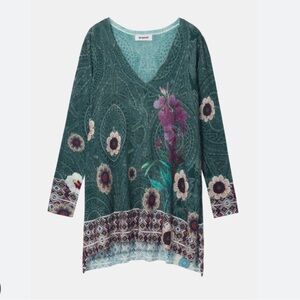 Desigual Green V-Neck Sweater